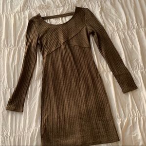 NWOT Brown Ribbed Bodycon Dress